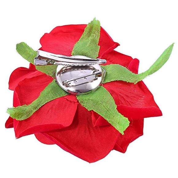 Gorgeous Fabric Layered Rose Flower Hair Clips NEW - Picture 2 of 4